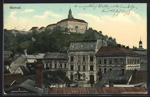 AK Nachod, Teilansicht mit Schloss