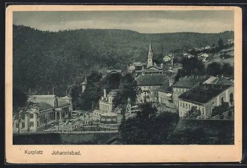 AK Johannisbad, Kurplatz aus der Vogelschau