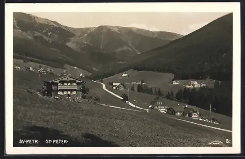 AK St. Peter, Ortsansicht mit Bergpanorama