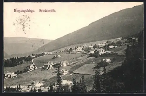AK Spindelmühle /Riesengebirge, Ortsansicht bei Sonnenschein