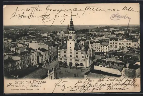 AK Troppau, Teilansicht aus der Vogelschau