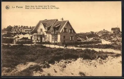 AK La Panne, Route dans les dunes vers le village