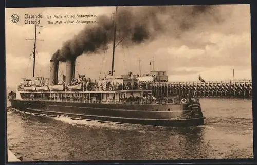 AK Ostende, La Malle Stad Antwerpen quittant le port