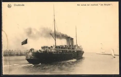 AK Oostende, Passagierschiff Jan Breydel verlässt den Hafen
