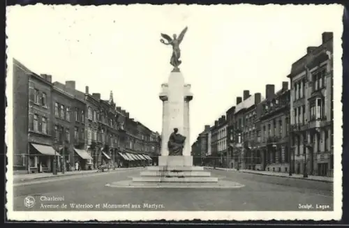 AK Charleroi, Avenue de Waterloo et Monument aux Martyrs
