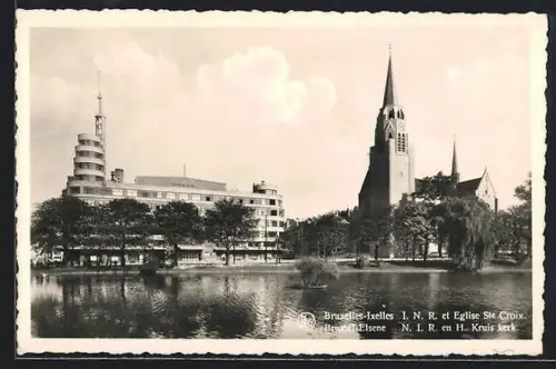 AK Bruxelles-Ixelles, I. N. R. et Eglise Ste. Croix