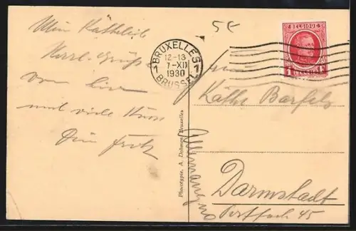 AK Brüssel / Bruxelles, Rue et l`Eglise Ste-Gudule, Strassenpartie mit Blick zur Kirche