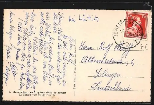 AK Bois de Breux, Sanatorium des Bruyères, Le Sanatorium vu de l`entrée