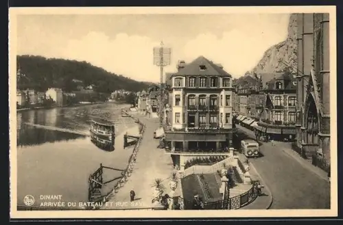 AK Dinant, Arrivée du Bateau et Rue Saxe
