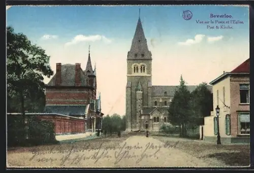 AK Camp de Beverloo, vue sur la poste et l`église