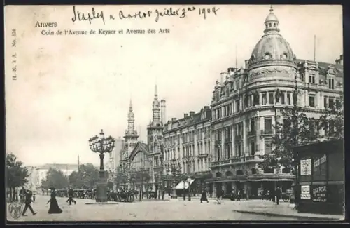 AK Anvers, Coin de l`Avenue de Keyser et Avenue des Arts