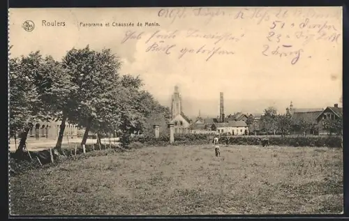 AK Roulers, Panorama et Chaussée de Menin