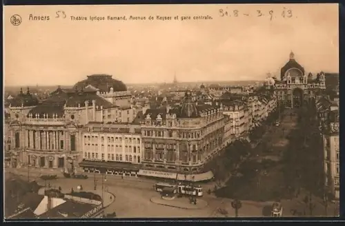 AK Anvers, Théâtre lyrique flamand, Avenue de keyser et gare centrale