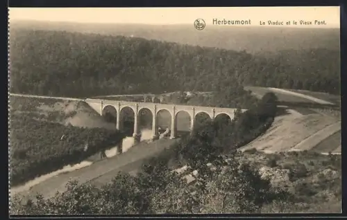 AK Herbeumont, Le Viaduc et le Vieux Pont