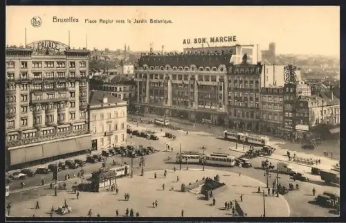 AK Bruxelles, Place Rogier vers le Jardin Botanique