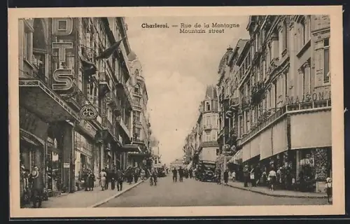 AK Charleroi, Rue de la Montagne, Strassenpartie