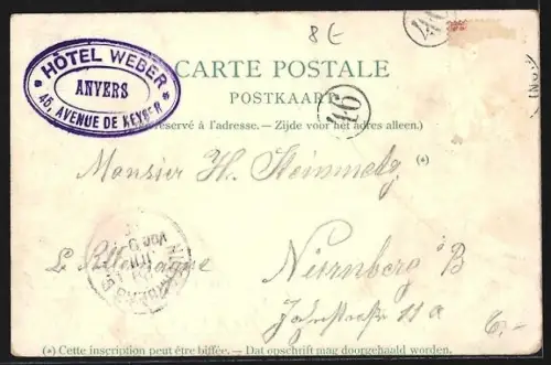 Lithographie Anvers, Bassin Flamand, Stadt-Wappen