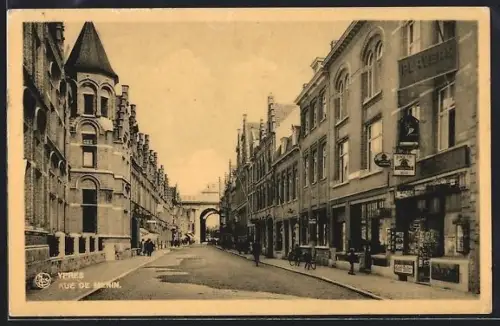 AK Ypres, Rue de Menin, Strassenpartie