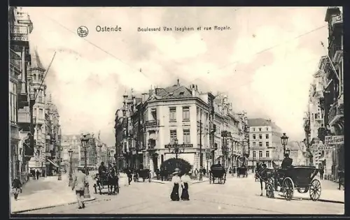 AK Ostende, Boulevard Van Iseghem et rue Royale