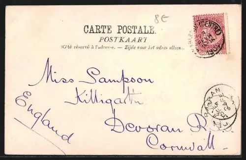 AK Charleroi, La Rue du Ravin, Strassenpartie