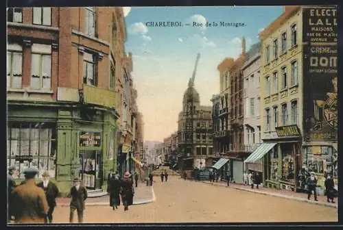 AK Charleroi, Rue de la Montagne, Strassenpartie