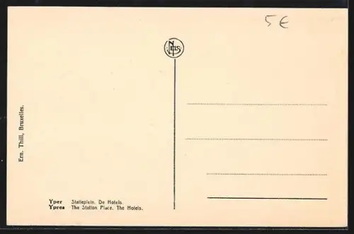 AK Ypres, Place de la Station et les Hotels