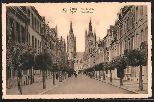 AK Ypres, Rue de LIlle, Strassenpartie
