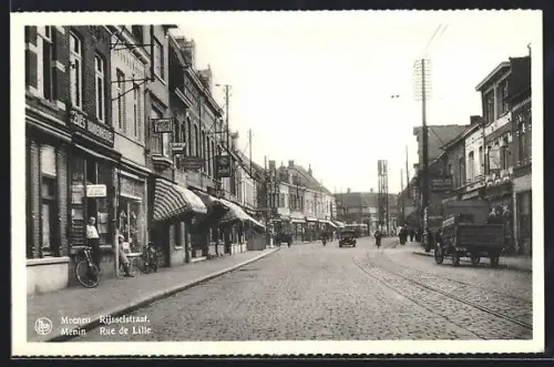 AK Menin, Rue de Lille, Strassenpartie
