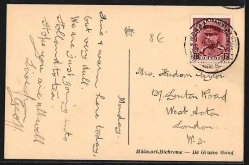 AK Le Zoute, L`Avenue Elisabeth, Strassenbahn