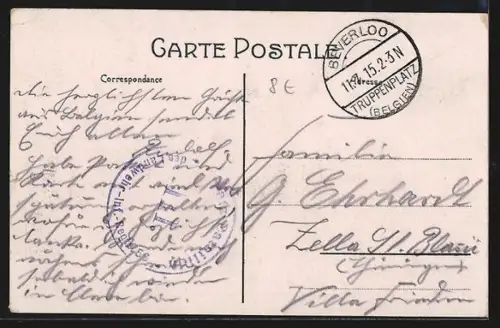 AK Camp de Beverloo, Bourg-Léopold, Rue Royale, Strassenpartie