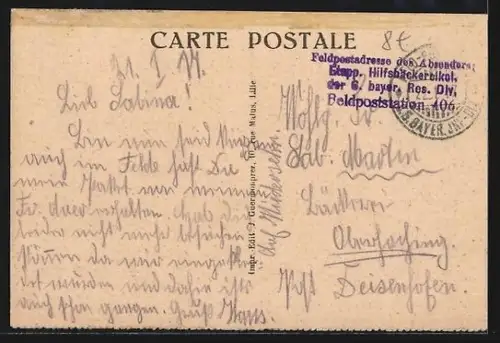 AK Haubourdin, Place Valmy et la rue Sadi-Carnot