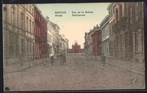 AK Renaix, Rue de la Station, Strassenpartie