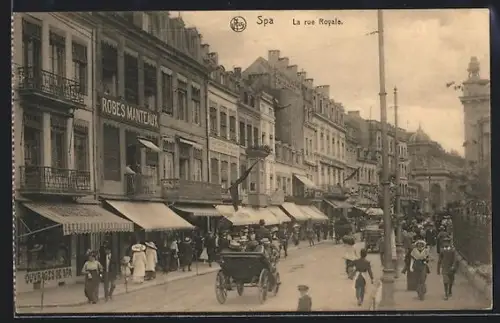 AK Spa, La rue Royale, Strassenpartie