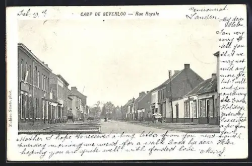 AK Camp de Beverloo, Rue Royale, Strassenpartie