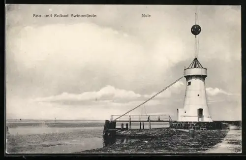 AK Swinemünde, Mole und Leuchtturm
