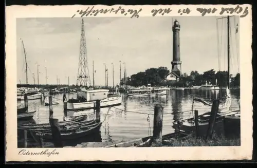 AK Osternothafen, Partie am Hafen mit Leuchtturm