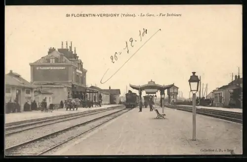 AK St Florentin-Vergigny /Yonne, La Gare, Vue intérieure