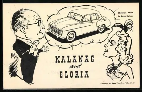 Künstler-AK Zauberer Kalanag and Gloria mit einem Auto