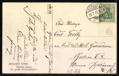 AK Berlin, der grosse Reformdichter Mathias Weber