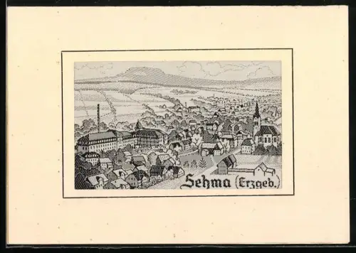 Seiden-AK Sehma, Ansicht mit Veredelungswerk der Kunstseidenwerke Fr. Küttner AG