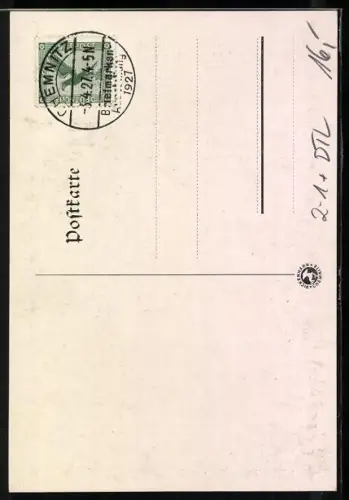 AK Chemnitz, 78. Wanderversammlung Deutscher Philatelisten-Verband 1927, Festpostkarte