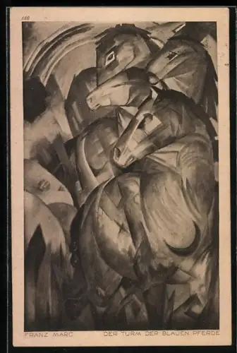 Künstler-AK sign. Franz Marc: Der Turm der blauen Pferde