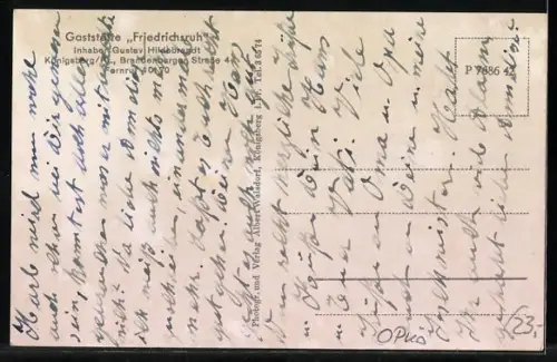 AK Königsberg /Pr., Gaststätte Friedrichsruh, Inh. Gustav Hildebrandt, Brandenburger Strasse 4, Teilansicht d. Kolonnade