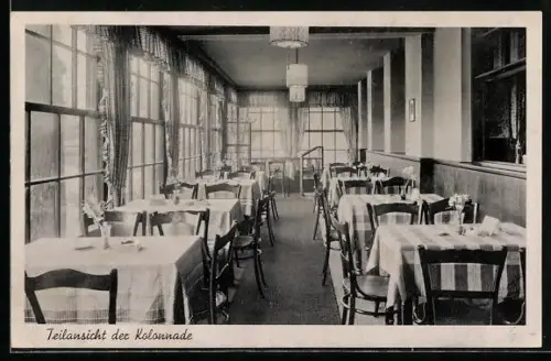 AK Königsberg /Pr., Gaststätte Friedrichsruh, Inh. Gustav Hildebrandt, Brandenburger Str. 4, Teilansicht d. Kolonnade