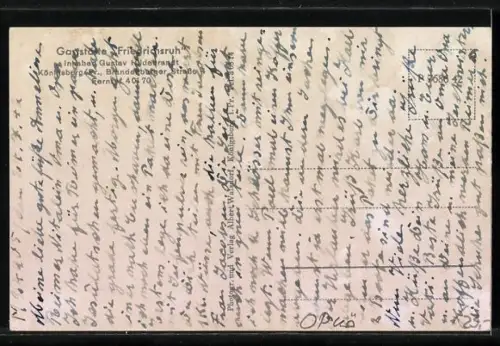 AK Königsberg /Pr., Gaststätte Friedrichsruh, Inh. Gustav Hildebrandt, Brandenburger Str. 4, Teilansicht d. Kolonnade