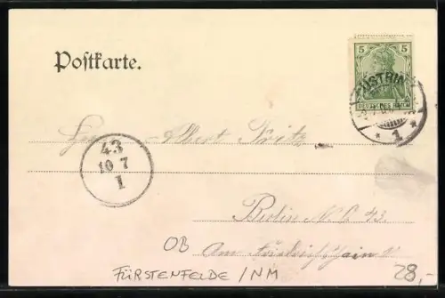 AK Fürstenfelde /NM, Restaurant Waldschlösschen, Blick zur Mietzelbrücke