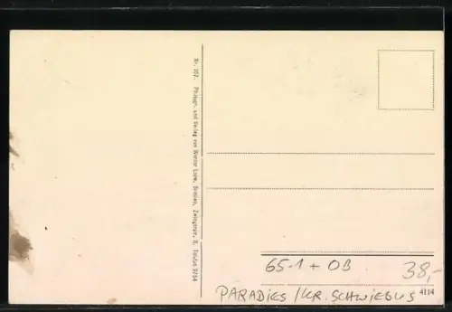 AK Paradies /Kr. Schwiebus, Blick zum Bahnhof