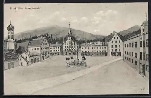 Künstler-AK Immenstadt, Marktplatz