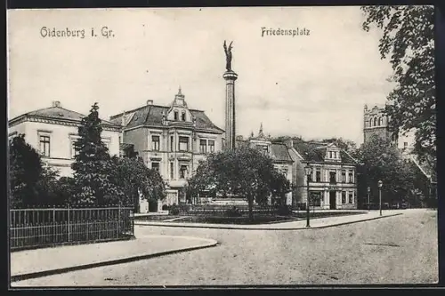 AK Oldenburg i. Gr., Friedensplatz, Denkmal