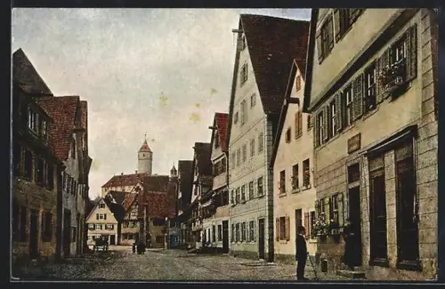 AK Dinkelsbühl, Strasse Untere Schmiedgasse, Blick auf Kapuziner-Kloster
